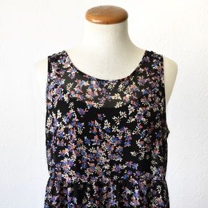 Express Black Floral Chiffon Babydoll Dress